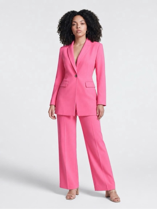 Anne Klein Pants - Anne Klein Vibrant Pink Pantsuit with Single-Button Blazer